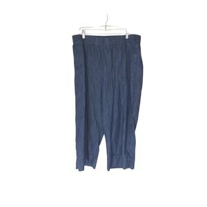 Talbots Chambray Pants Denim Dark Wash Pull On Stretch Basic Casual Cropped XL